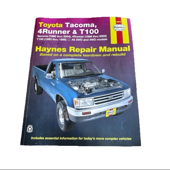 Haynes 92076 Repair Manual: Toyota Tacoma 95-2004, 4Runner 96-2002, T100 93-98 - Picture 1 of 3